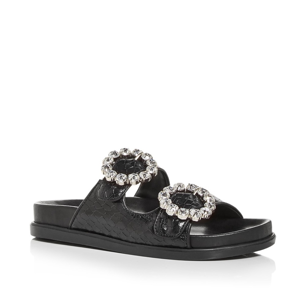 Schutz Ariel embossed slide sandals